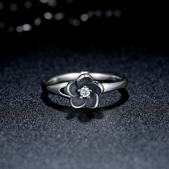 Inel argint 925 cu floare si zirconiu alb IST0015 [2]