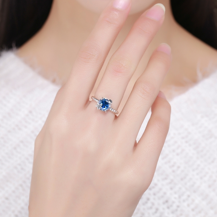 Inel argint 925 cu steluta de mare, scoica si zirconiu albastru - Be Nature IST0041 [6]