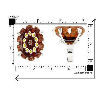 Inel argint 925 rodiat cu sticla murano millefiori [3]
