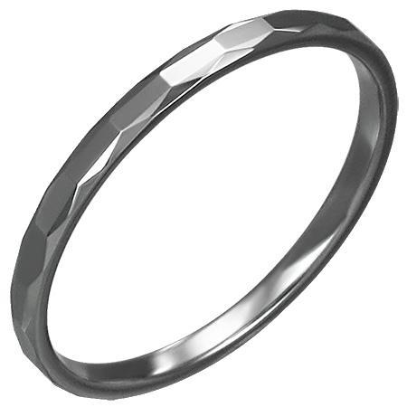 Inel tungsten 3 mm latime stil verigheta cu piramide [2]