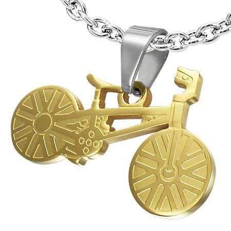 Pandant auriu din inox in forma de bicicleta [1]