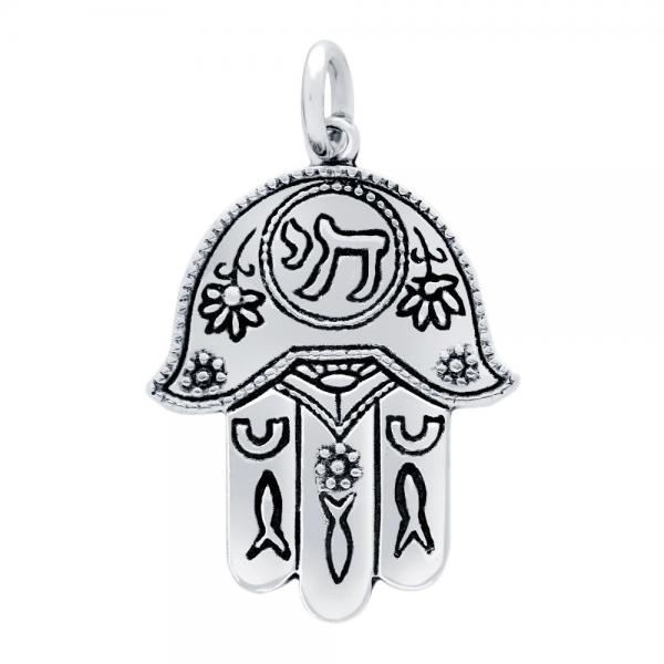 Pandantiv masiv din argint 925 cu Hamsa Mana lui Fatima [2]