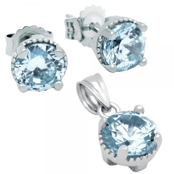 Set elegant din argint 925 cu zirconii bleu [2]