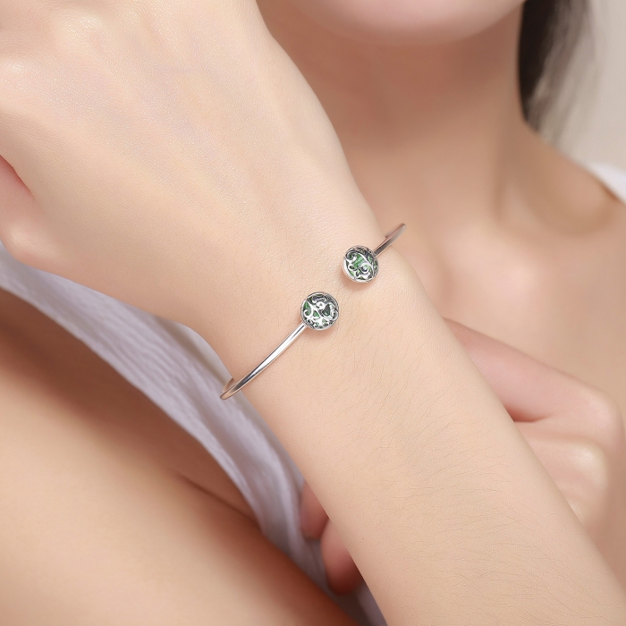 Bratara argint 925 cu copacul vietii si cristale verzi - Be Nature  BST0030 [6]