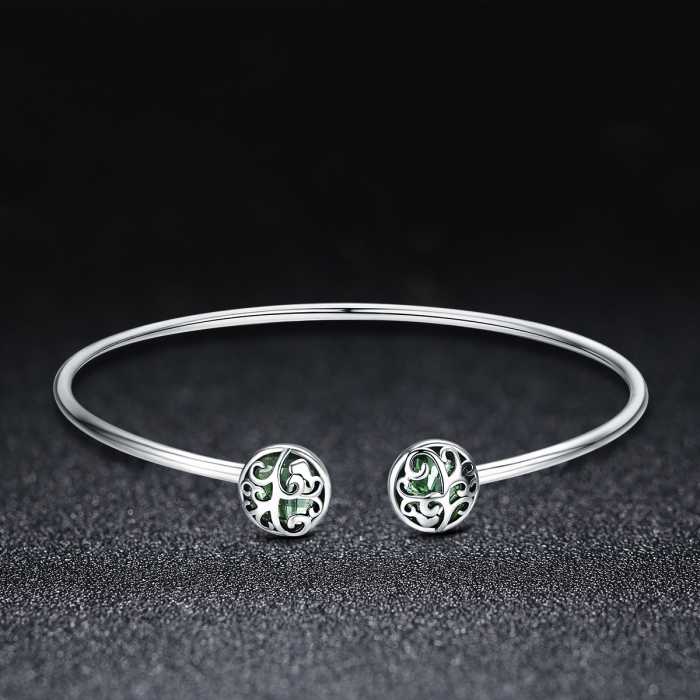 Bratara argint 925 cu copacul vietii si cristale verzi - Be Nature  BST0030 [2]
