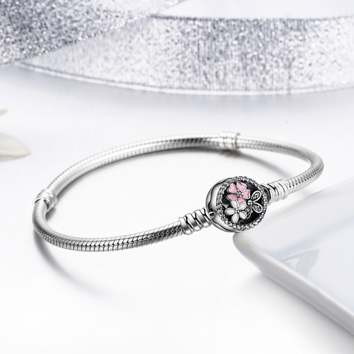 Bratara argint 925 cu floricele si zirconii albe - Be Nature BST0021 [4]