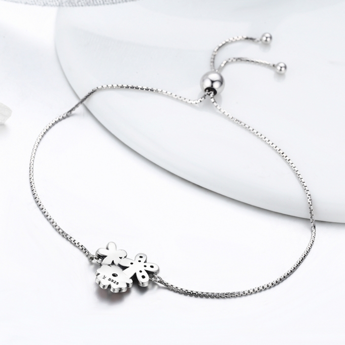 Bratara argint 925 cu floricele si zirconii albe - Be Nature  BST0029 [5]