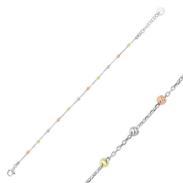 Bratara argint 925 cu bilute in trei nuante [2]