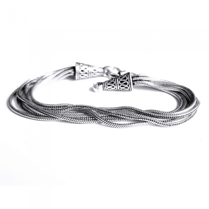 Bratara argint 925 manunchi de lantisoare cu conuri  , Leila [5]