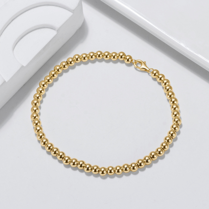 Bratara bilute argint 925 placata cu aur 14K, 18 cm, 4 mm, UNISEX [2]