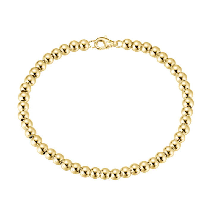 Bratara bilute argint 925 placata cu aur 14K, 18 cm, 4 mm, UNISEX [1]