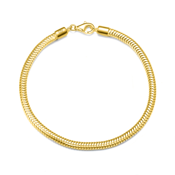 Bratara sarpe argint 925 placata cu aur 14K, 18 cm, 3 mm, UNISEX [1]