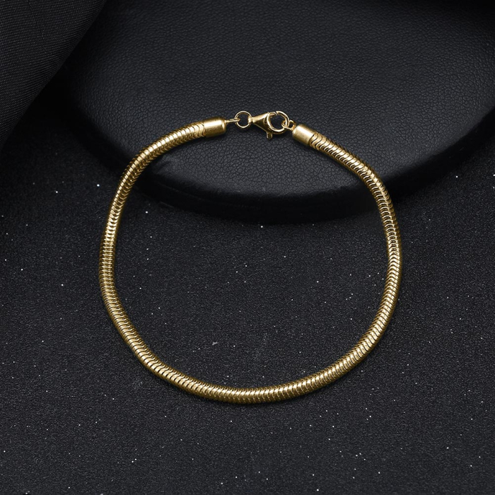 Bratara sarpe argint 925 placata cu aur 14K, 20 cm, 3 mm, UNISEX [2]