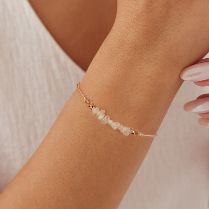 Bratara argint 925 placata cu aur 14K cu cuart roz natural [3]