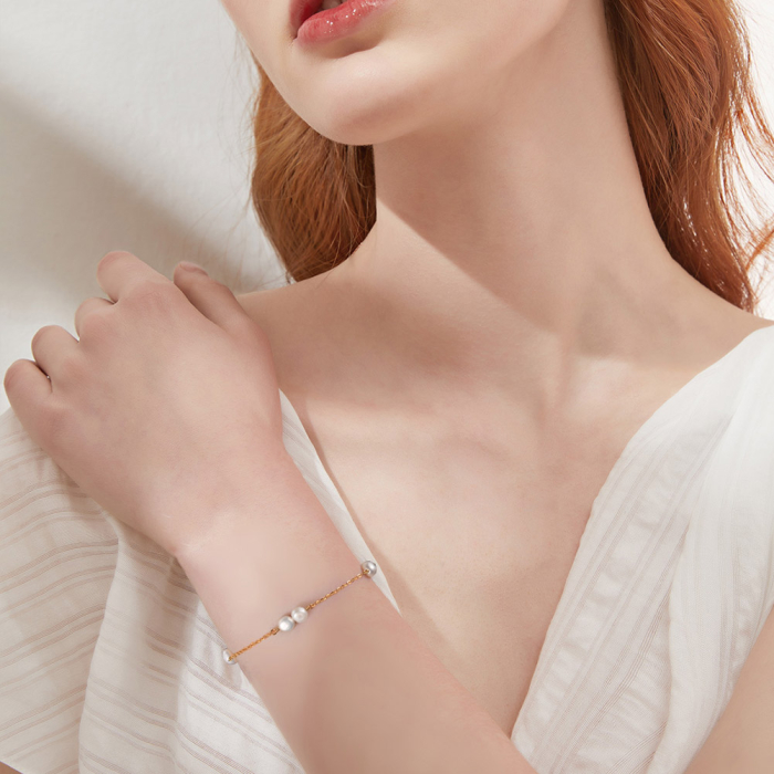 Bratara argint 925 placata cu aur 14K cu perle naturale [2]