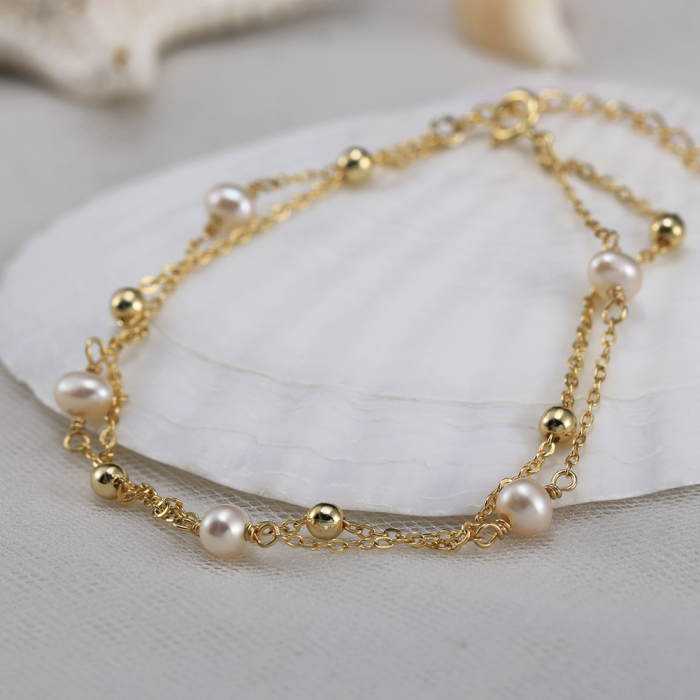Bratara argint 925 placata cu aur 14K cu perle naturale [5]