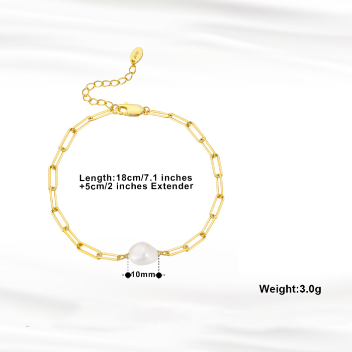Bratara argint 925 placata cu aur 14K cu perle naturale [4]