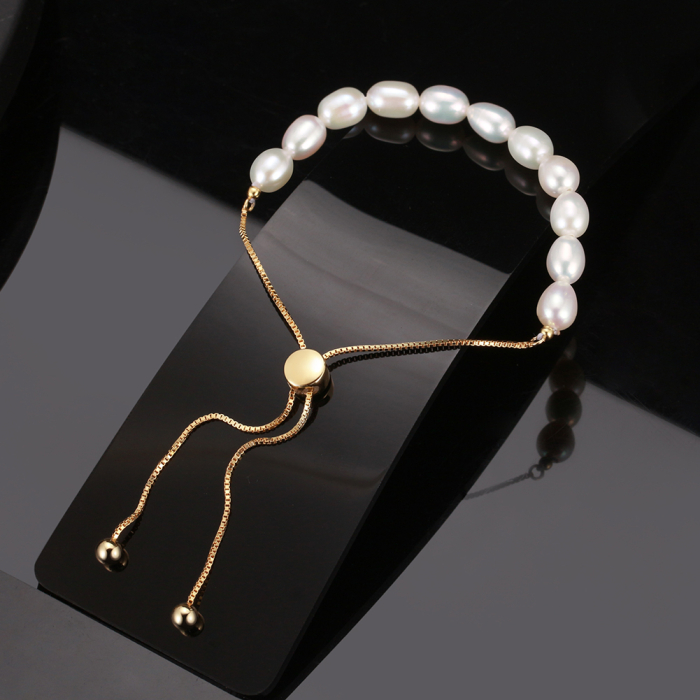 Bratara argint 925 placata cu aur 14K cu perle naturale [3]