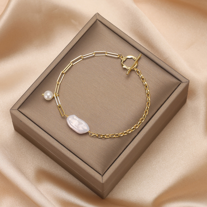 Bratara argint 925 placata cu aur 14K cu perle naturale [3]