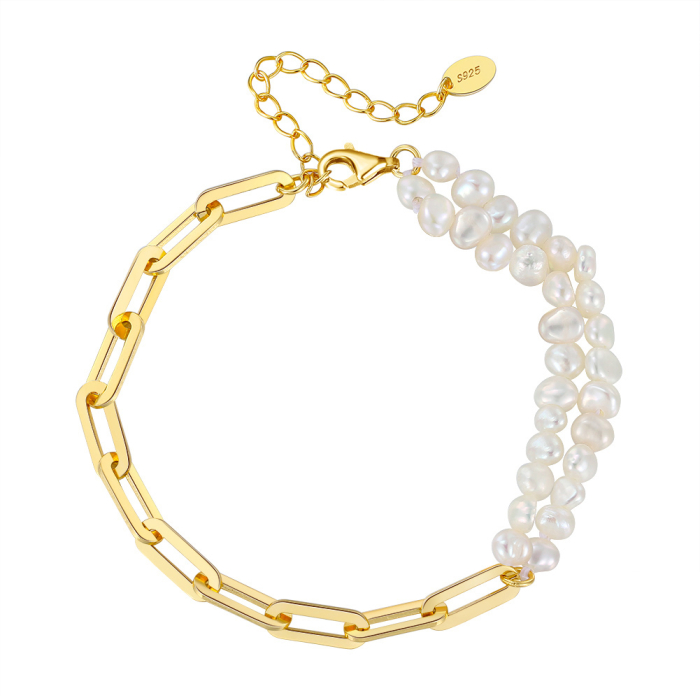 Bratara argint 925 placata cu aur 14K cu perle naturale [1]