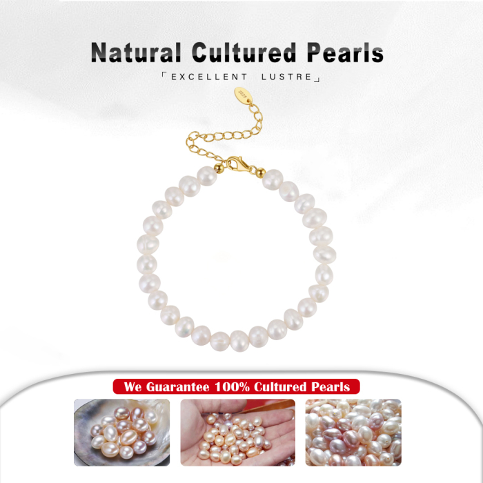 Bratara argint 925 placata cu aur 14K cu perle naturale [6]