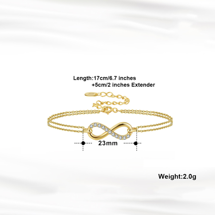 Bratara argint 925 placata cu aur 14K cu zirconiu Dragoste Nemarginita [3]