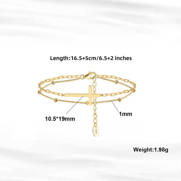 Bratara argint 925 cu cruce placata cu aur 14K [4]