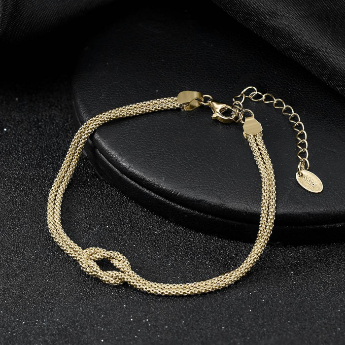 Bratara dubla argint 925 cu nod placata cu aur 14K [2]