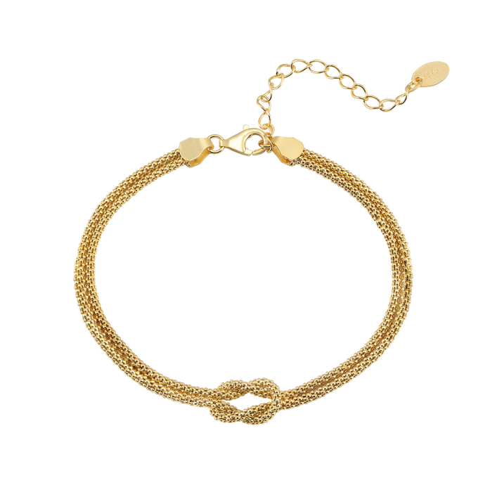 Bratara dubla argint 925 cu nod placata cu aur 14K [1]