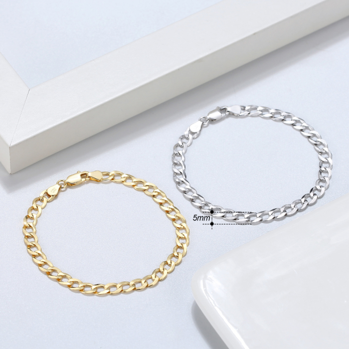 Bratara argint 925 placata cu aur 18K, 21, 5 cm, 5 mm [2]
