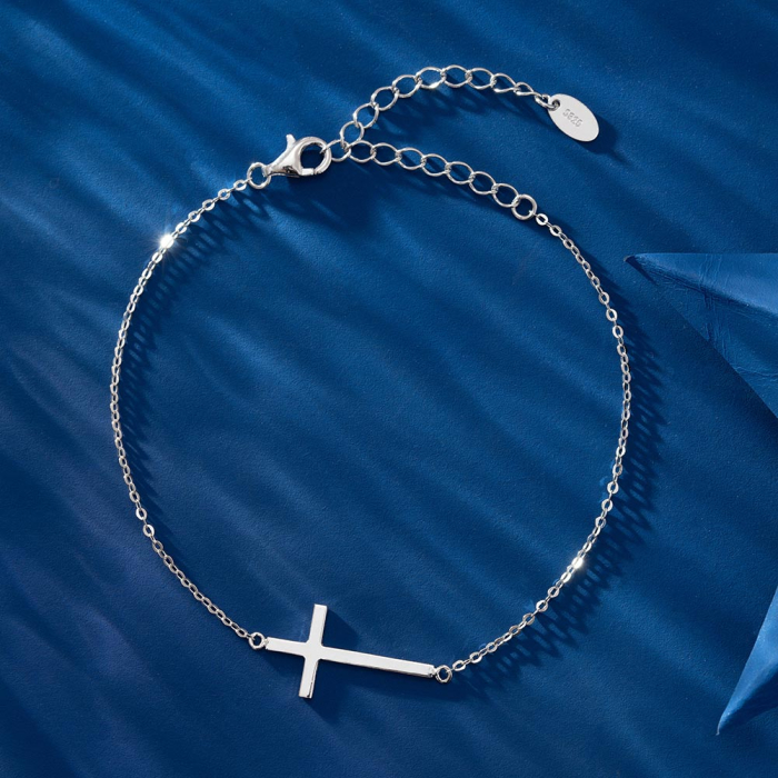 Bratara argint 925  cu cruciulita placata cu aur 14k [5]