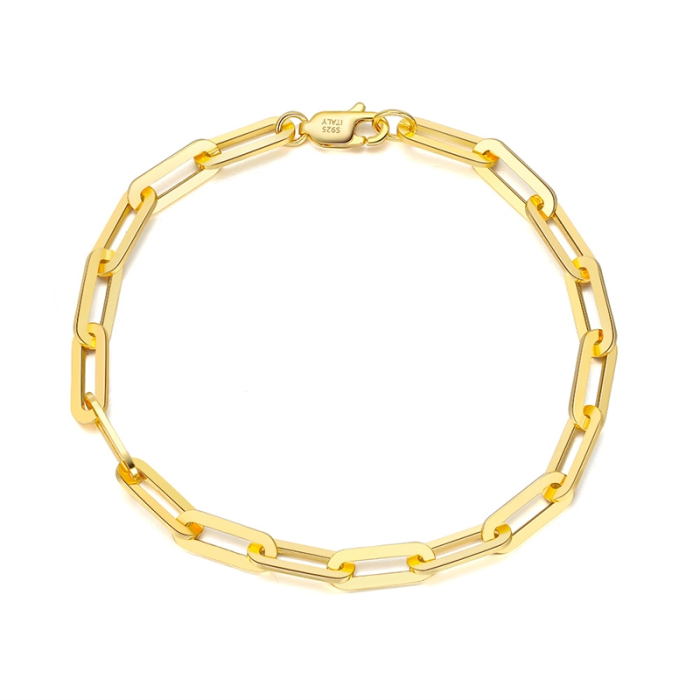 Bratara argint 925 placata cu aur 14K, 20 cm, 4,5 mm, tip agrafa, UNISEX [1]