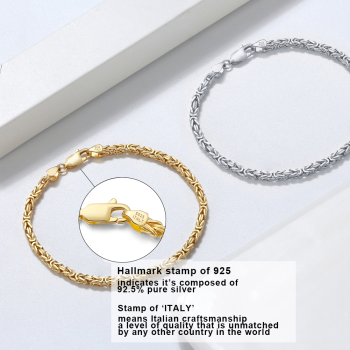 Bratara Bali din argint 925 placata cu aur 18K, 21,5 cm, 2,5 mm, UNISEX [5]