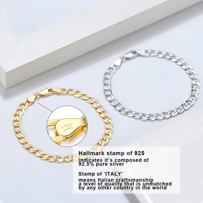 Bratara argint 925 placata cu aur 18K, 21, 5 cm, 5 mm [4]