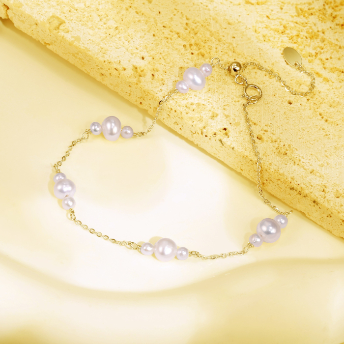 Bratara argint 925 placata cu aur 14 k cu perle naturale [2]