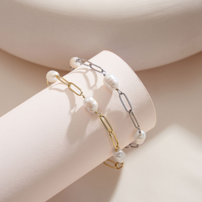 Bratara argint 925 placata cu aur 14K cu perle naturale [6]
