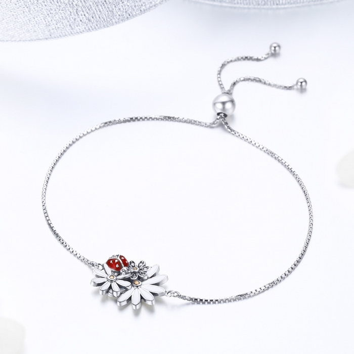 Bratara argint 925 reglabila cu gargarita, floricele si zirconii - Be Lucky BST0039 [2]