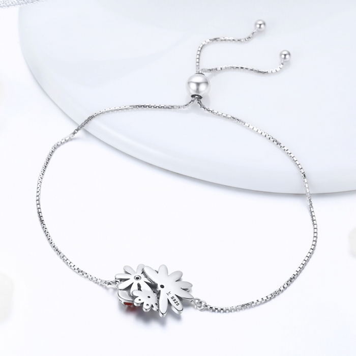 Bratara argint 925 reglabila cu gargarita, floricele si zirconii - Be Lucky BST0039 [3]