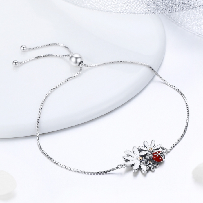 Bratara argint 925 reglabila cu gargarita, floricele si zirconii - Be Lucky BST0039 [4]