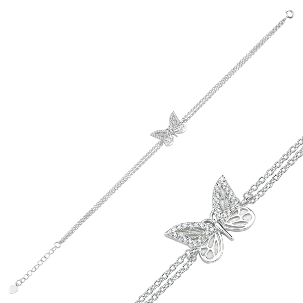 Bratara argint 925 rodiat cu fluturas si zirconii albe - Be Nature BTU0085 [2]