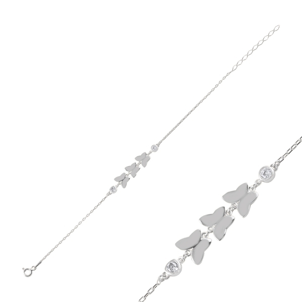 Bratara argint 925 rodiat cu fluturas si zirconii albe - Be Nature BTU0089 [2]