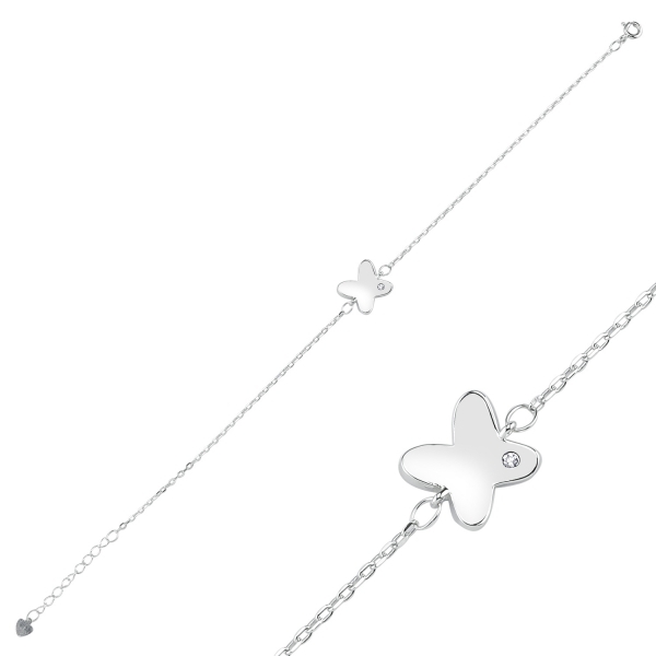 Bratara argint 925 rodiat cu fluturas si zirconii albe - Be Nature BTU0090 [2]
