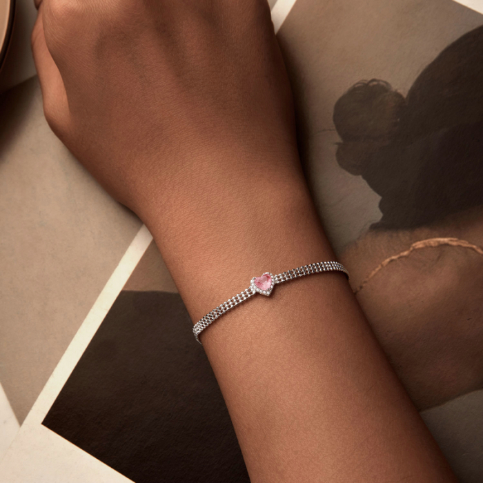 Bratara argint cu inimioara de zirconiu roz [6]