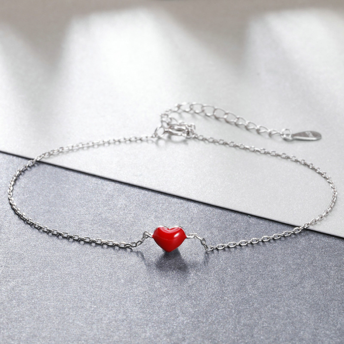 Bratara argint cu inimioara  placata cu rodiu [6]