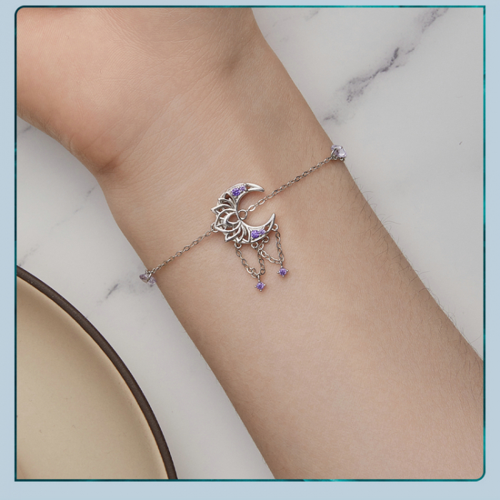 Bratara argint dreamcatcher cu semiluna si lotus [13]