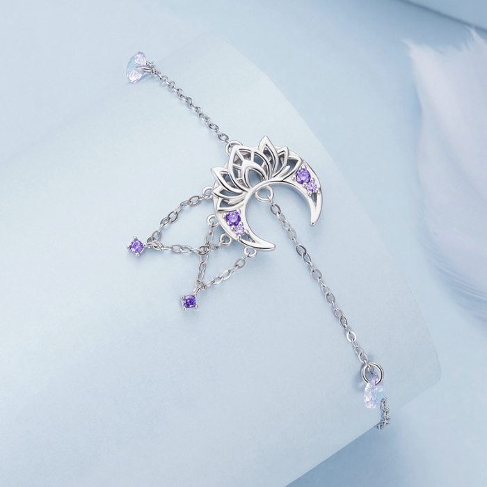 Bratara argint dreamcatcher cu semiluna si lotus [6]