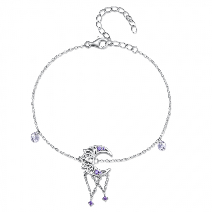 Bratara argint dreamcatcher cu semiluna si lotus [15]