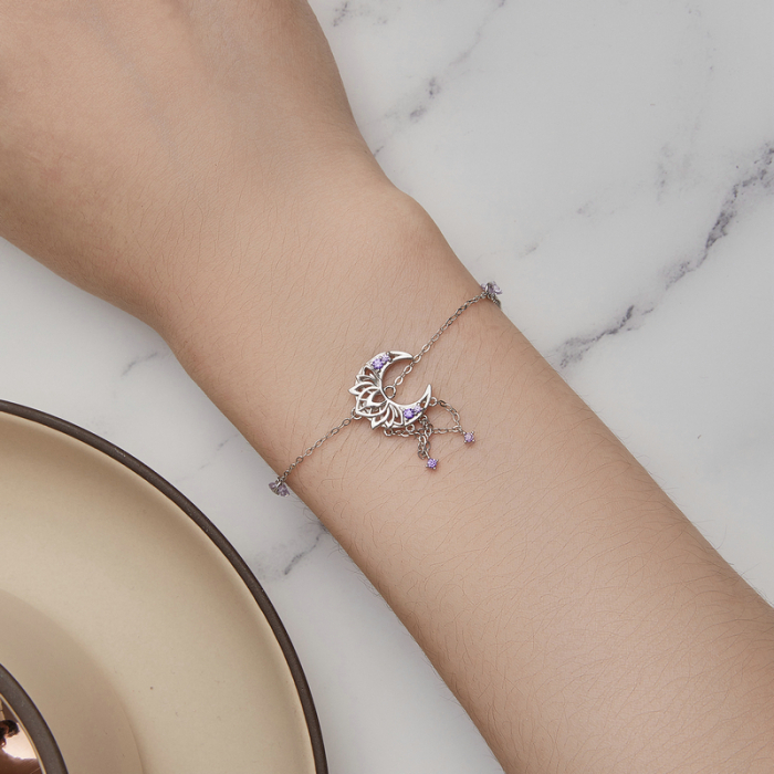 Bratara argint dreamcatcher cu semiluna si lotus [8]