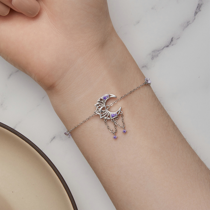 Bratara argint dreamcatcher cu semiluna si lotus [7]