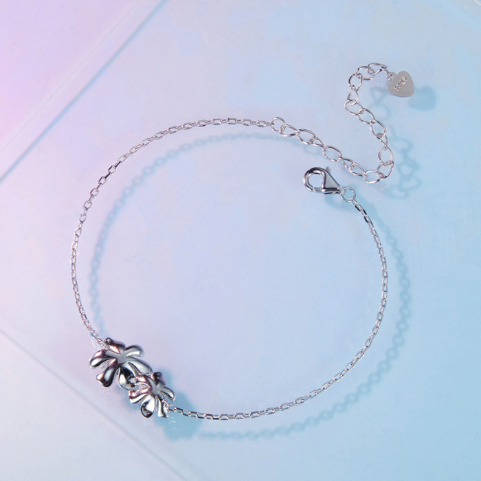 Bratara argint floari albastre [6]